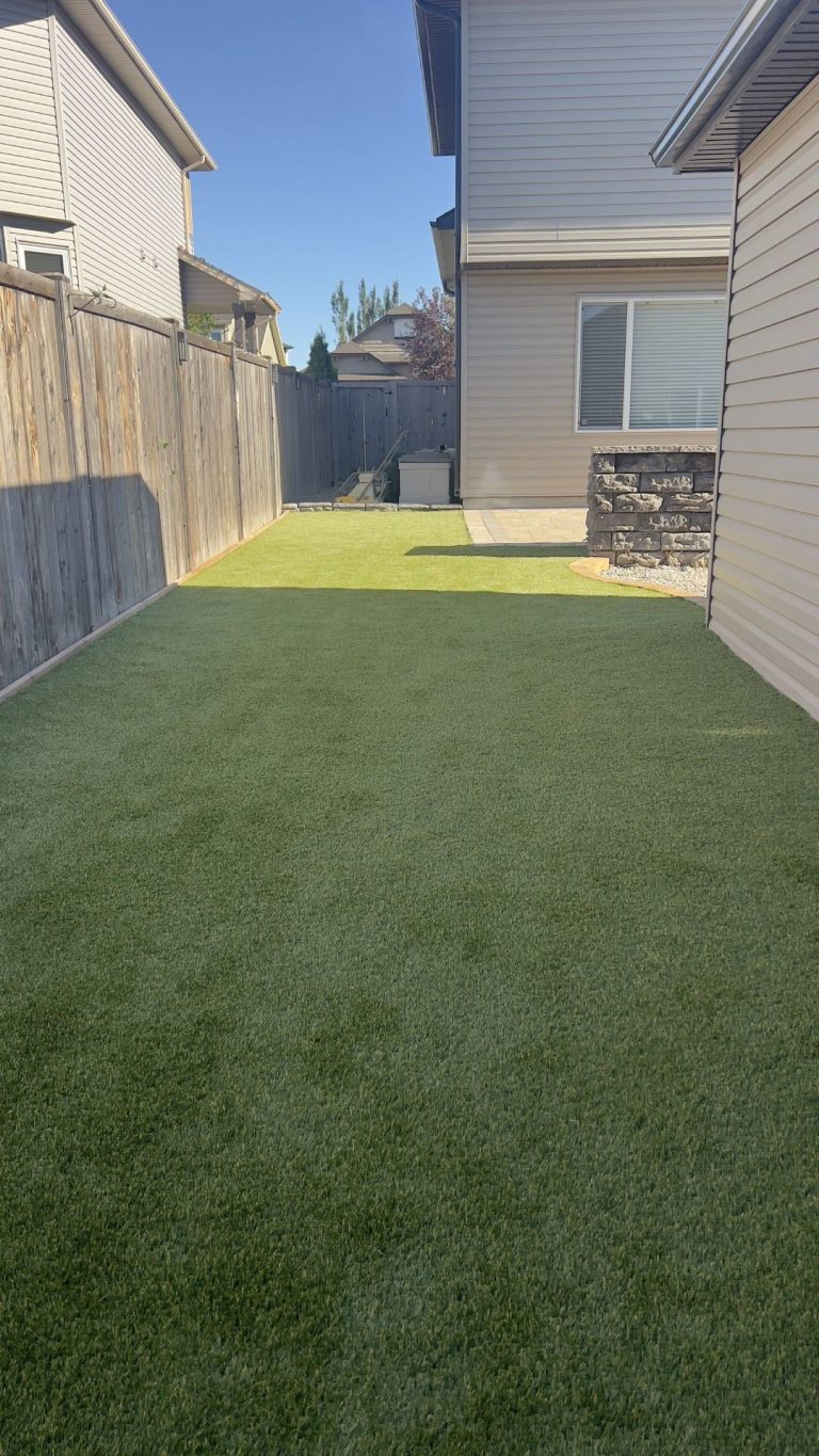 Artificial turf installation project by Green Pro Landscaping in Lethbridge, Alberta