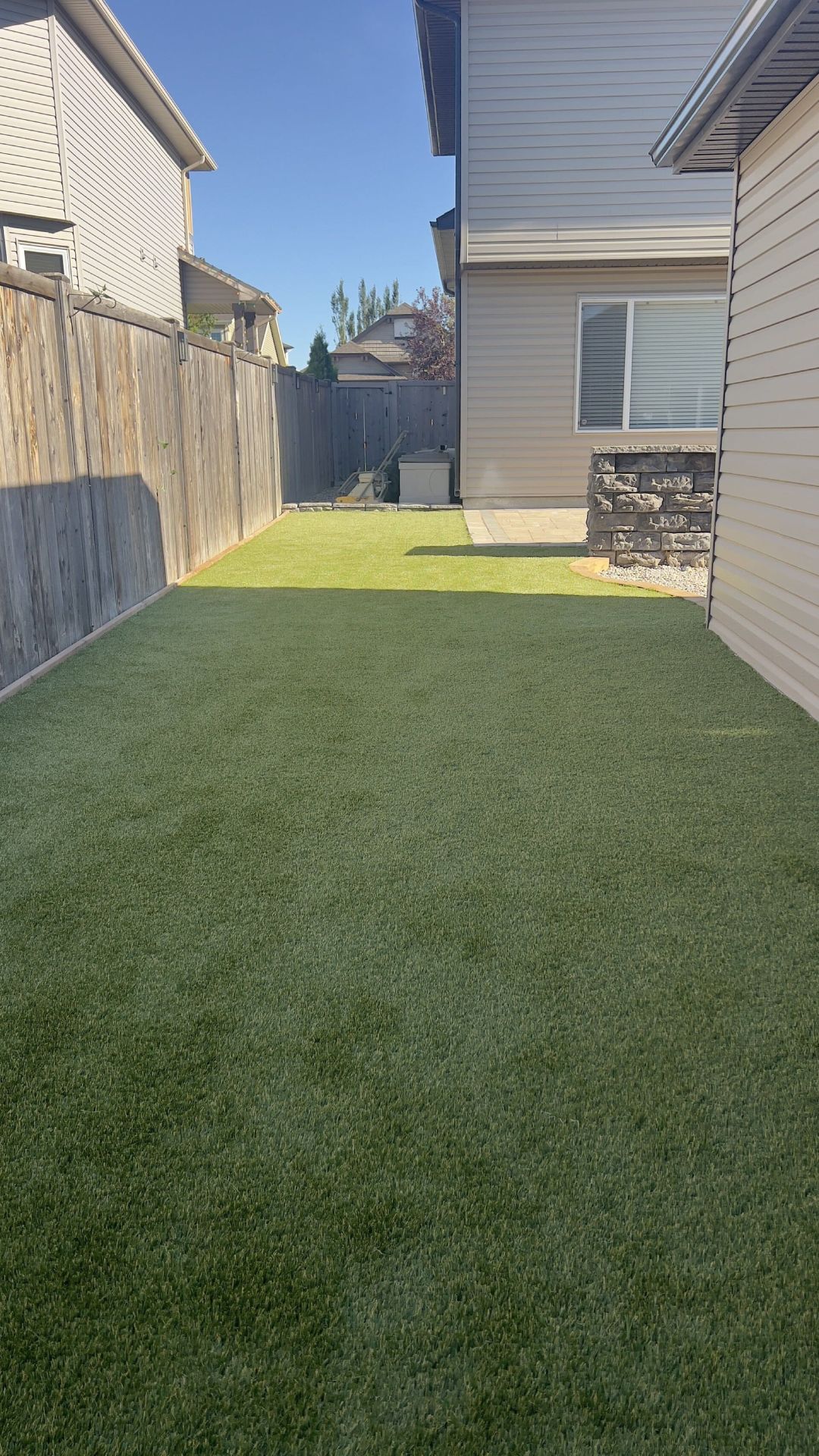 Artificial turf installation project by Green Pro Landscaping in Lethbridge, Alberta
