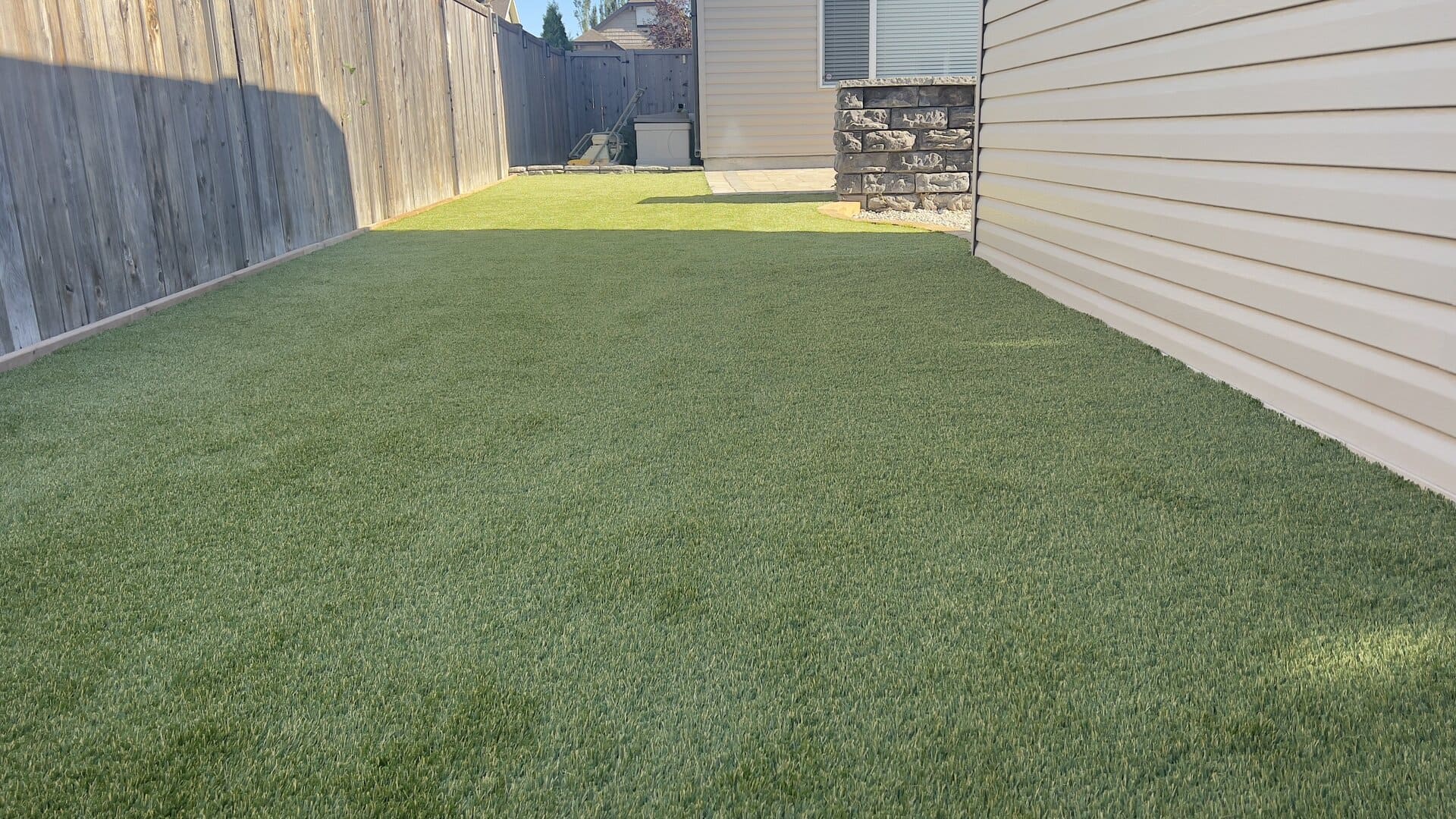 Artificial turf installation project by Green Pro Landscaping in Lethbridge, Alberta