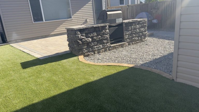 Artificial turf installation project by Green Pro Landscaping in Lethbridge, Alberta