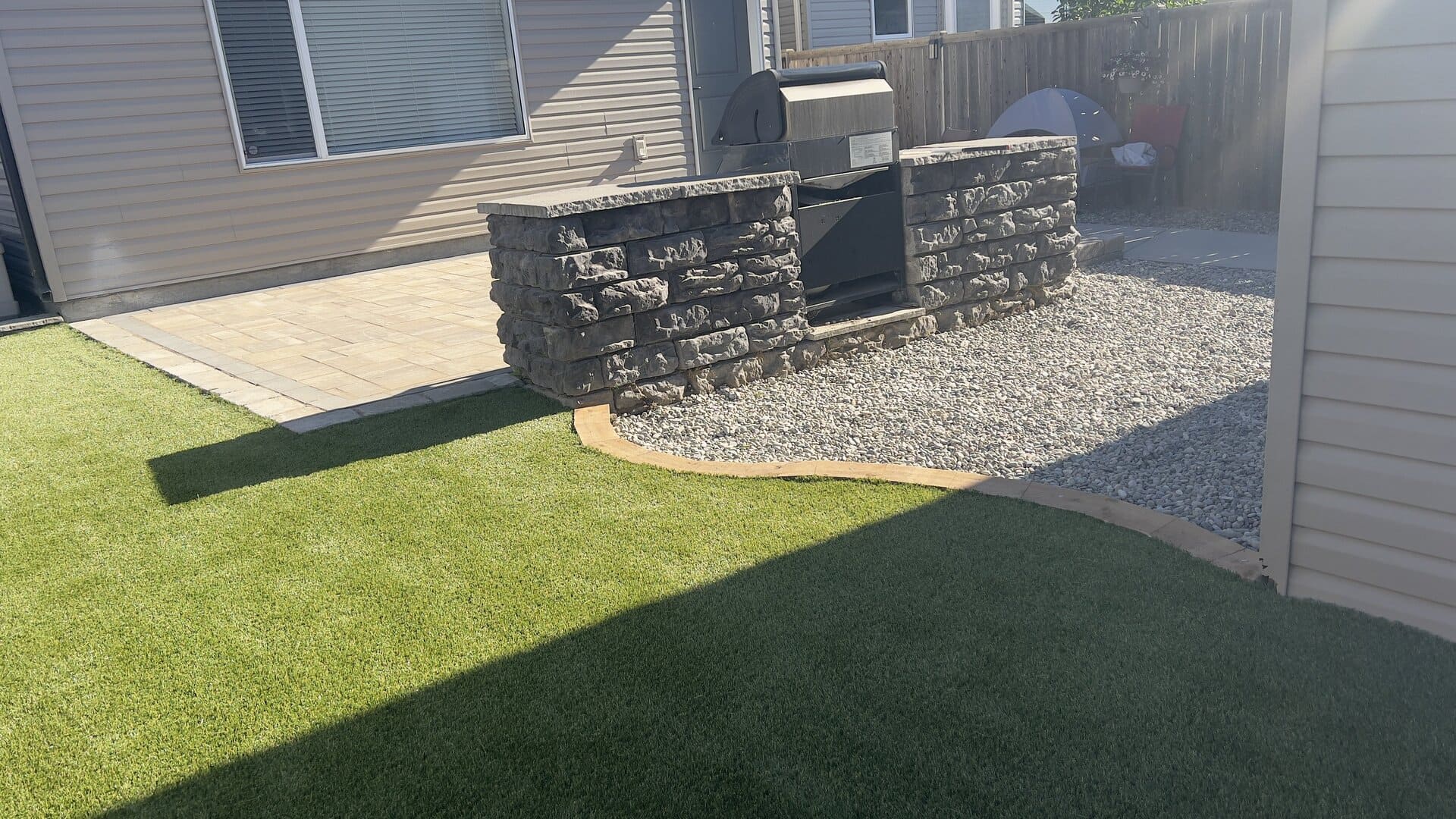 Artificial turf installation project by Green Pro Landscaping in Lethbridge, Alberta