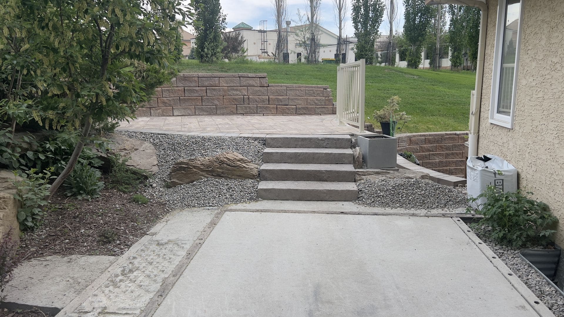 Paver installation project by Green Pro Landscaping in Lethbridge, Alberta